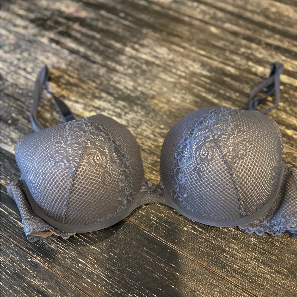 torrid Gray Lace-Detail Push-Up Bra